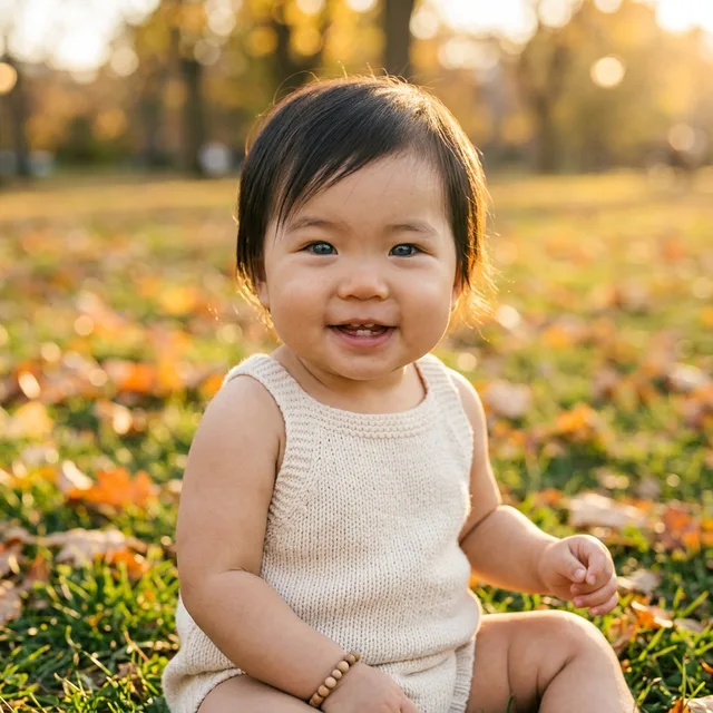 A smiling AI baby created from the third pair of photos