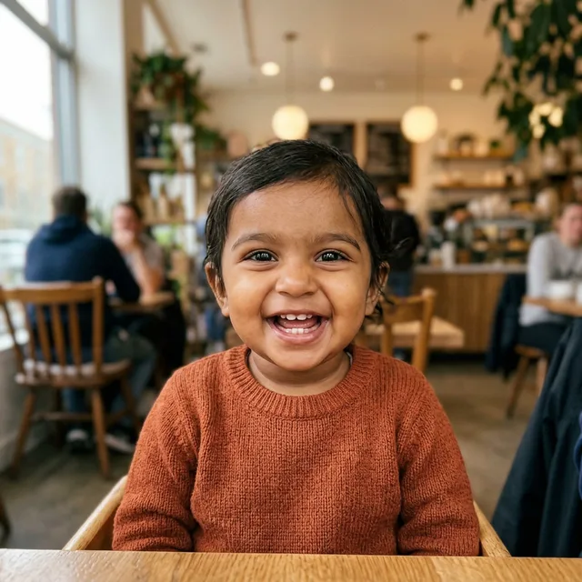 A smiling AI baby created from the fourth pair of photos