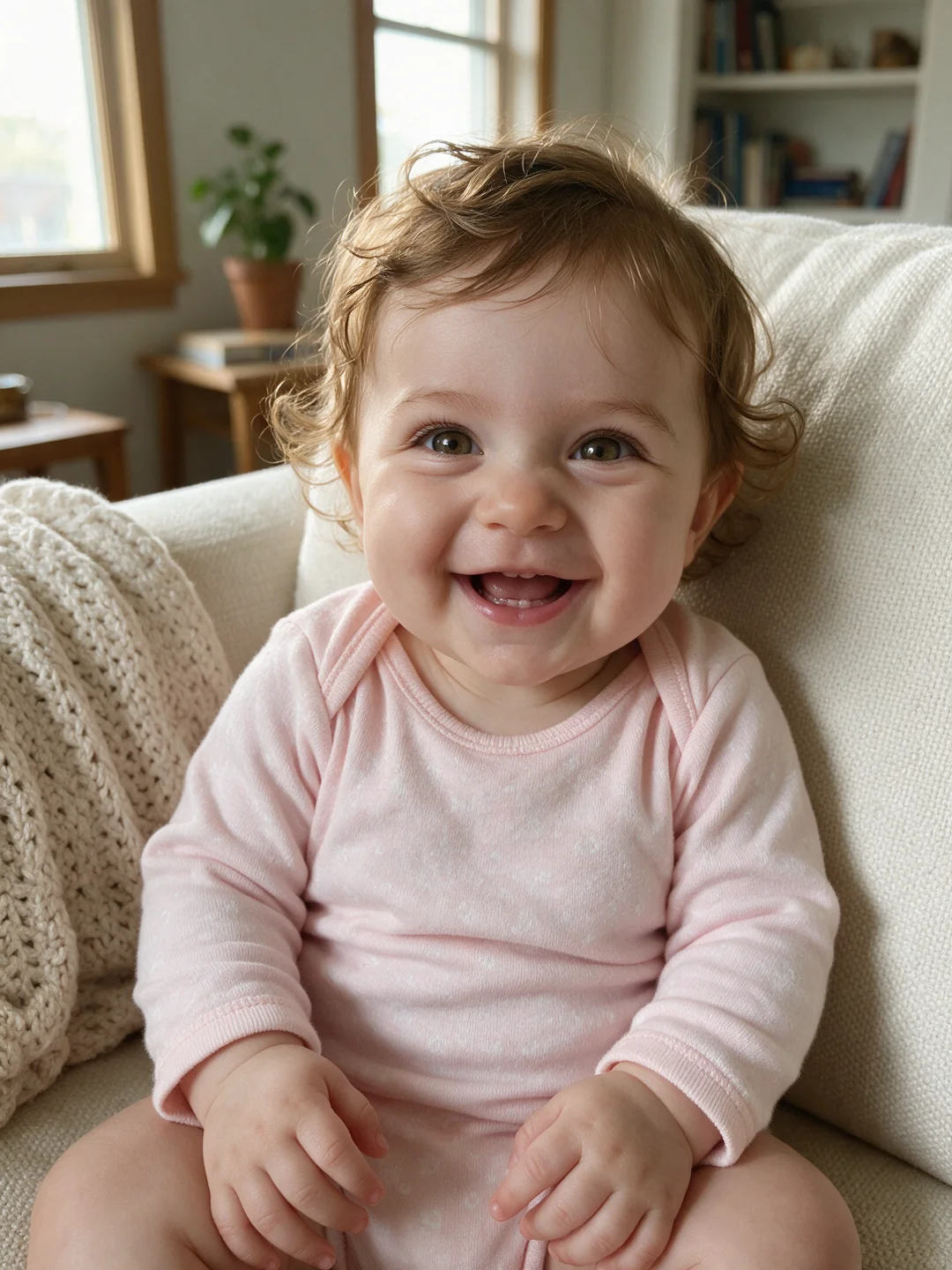 A smiling AI baby created from the first pair of photos